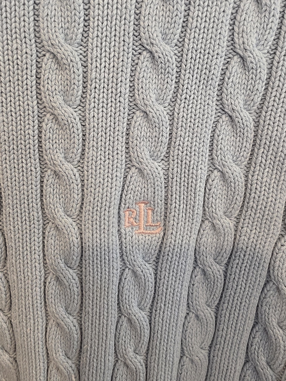 Ralph Lauren Light Blue Women's Cable-Knit Crew Neck Sweater Size-M - Picture 3 of 5